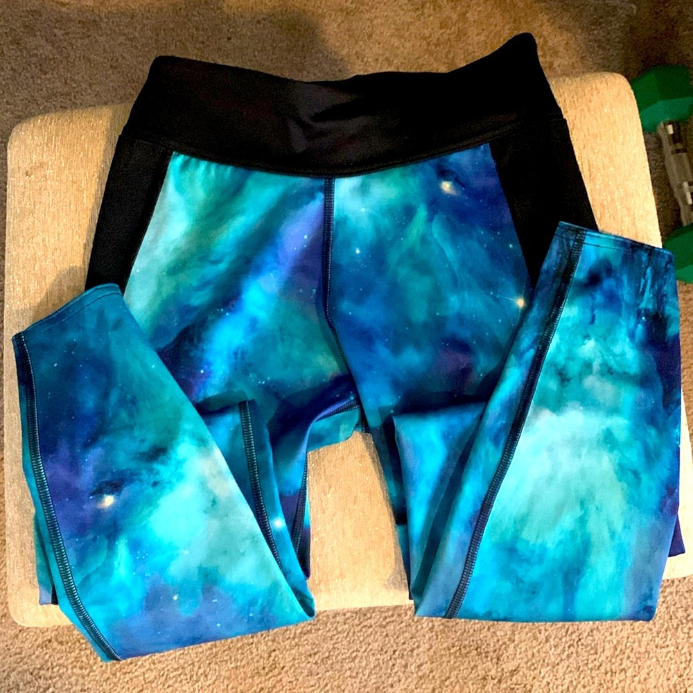 Blackmilk Teal Galaxy workout leggings